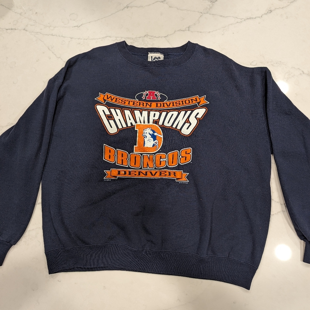 VINTAGE 1996 Denver Broncos Western Division Champions on LEE Sport Tag Size XL
